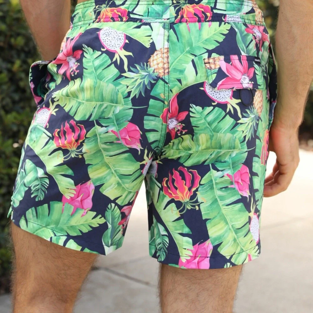 ISLANDHAZE -  Lost Garden Swim Shorts - Tropical Pattern and Colors - Picture 2 of 10